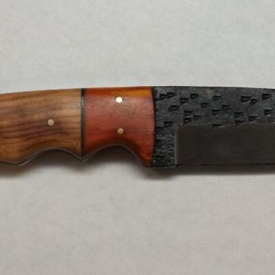 Custom Crafted Knife with Steel 4" Blade, Wood Handle, and Leather Sheath