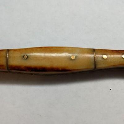Custom Crafted Dagger with Steel 4" Damascus Blade, Bone Handle, and Leather Sheath