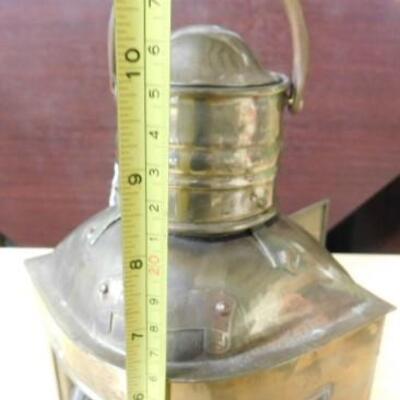 Brass Nautical Oil Lamp Port Side Red Glass Globe