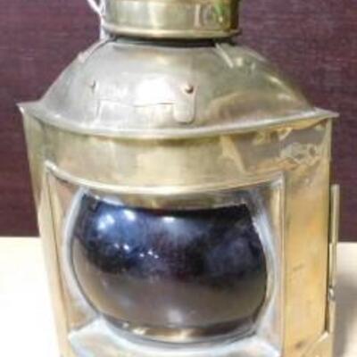 Brass Nautical Oil Lamp Port Side Red Glass Globe