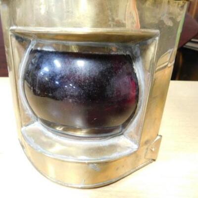 Brass Nautical Oil Lamp Port Side Red Glass Globe