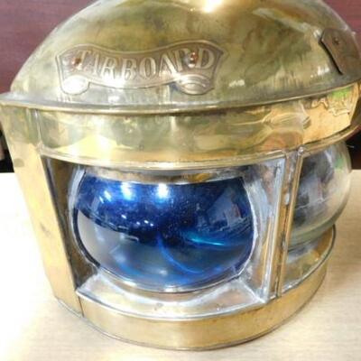 Brass Nautical Oil Lamp Port, Starboard, and Masthead  Blue, Red, and Clear Glass Globe