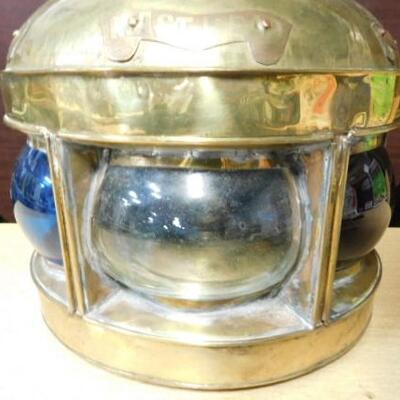 Brass Nautical Oil Lamp Port, Starboard, and Masthead  Blue, Red, and Clear Glass Globe