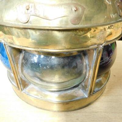 Brass Nautical Oil Lamp Port, Starboard, and Masthead  Blue, Red, and Clear Glass Globe