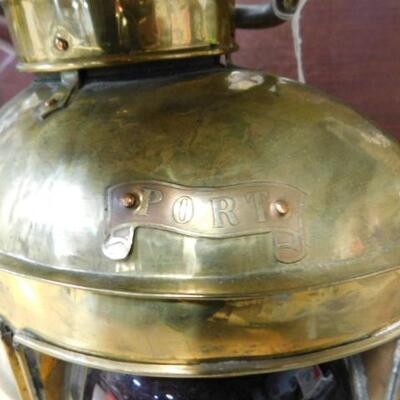 Brass Nautical Oil Lamp Port, Starboard, and Masthead  Blue, Red, and Clear Glass Globe
