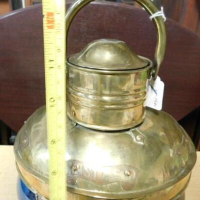 Brass Nautical Oil Lamp Port, Starboard, and Masthead  Blue, Red, and Clear Glass Globe