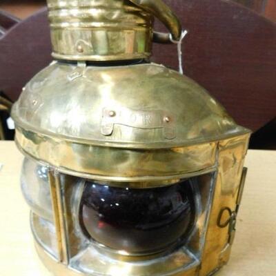 Brass Nautical Oil Lamp Port, Starboard, and Masthead  Blue, Red, and Clear Glass Globe