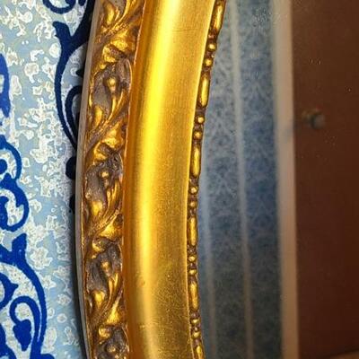 Lot 183: Antique Gold Gild Oval Entryway Mirror