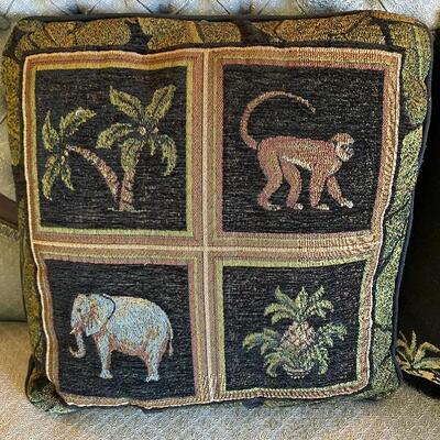 Pair of Monkey Tropical Jungle Themed Throw Pillows