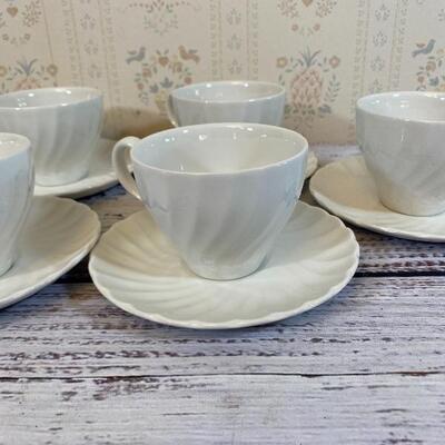 White Swirl Johnson Bros Tea Coffee Cup and Saucer Set of 6