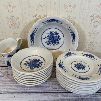 Mayhill Federalist Ironstone Blue & White Floral Dishware Dishes