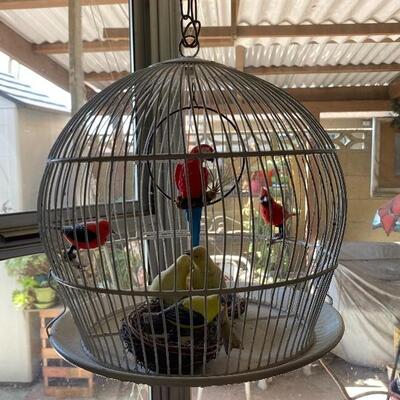 BIRD CAGE Vintage Retro White Hanging Metal Bird Canary Finch Cage