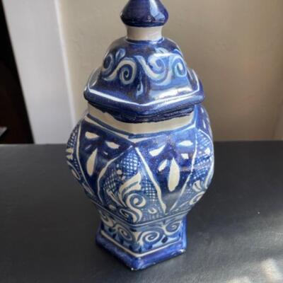 Lot 33LD. Mexican Tonala ceramic bird, Talavera vase, wooden painted plate, carved Oaxacan coconut shell bowl, wall art, Mexican folk...