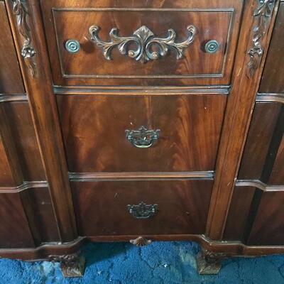 Lot 158MB: Vintage Bureau with Carved Details/Accents 