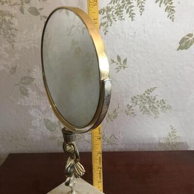 Lot 161 MB: Vintage Filigree Vanity Set & Marble Base Mirror