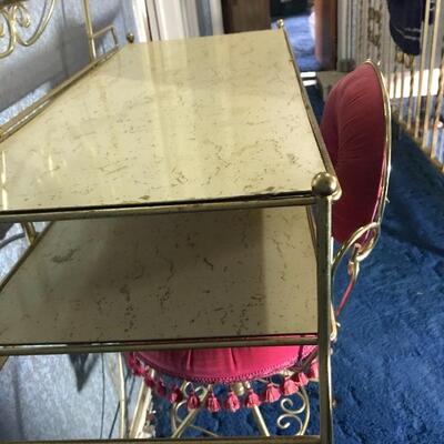 Lot 166HW: Vintage Metal Vanity Stand & Hamper