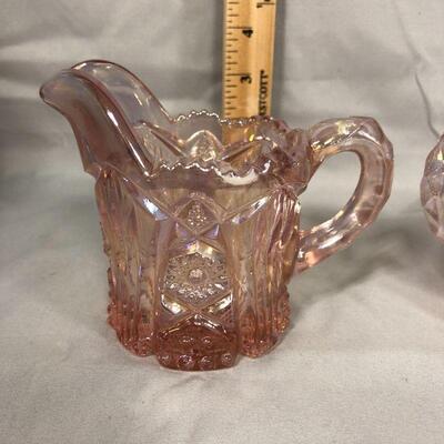 Lot 61 - Imperial Glass Pink Nucut Cream and Sugar