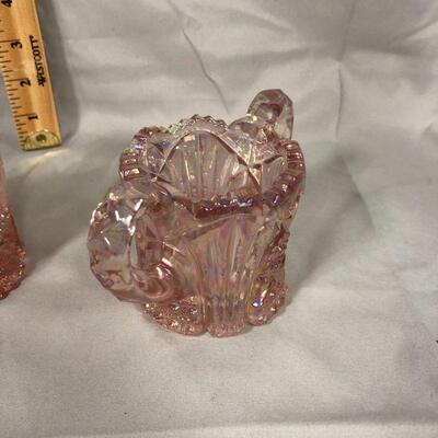 Lot 61 - Imperial Glass Pink Nucut Cream and Sugar