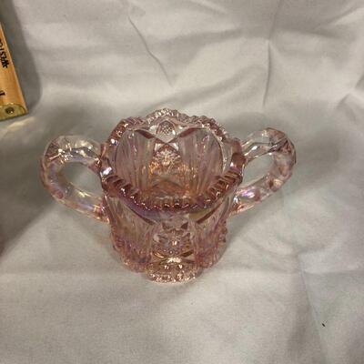 Lot 61 - Imperial Glass Pink Nucut Cream and Sugar