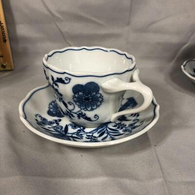 Lot 72 -  (4) Blue Danube Blue Onion Cups and Saucers