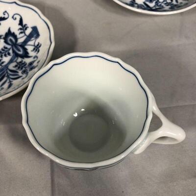Lot 72 -  (4) Blue Danube Blue Onion Cups and Saucers