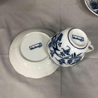 Lot 72 -  (4) Blue Danube Blue Onion Cups and Saucers