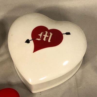 Lot 85 - (5) Heart Shaped Trinket Boxes