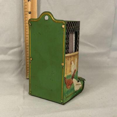 Lot 98 - Tin Matchbox Holder Rooster and Chicken