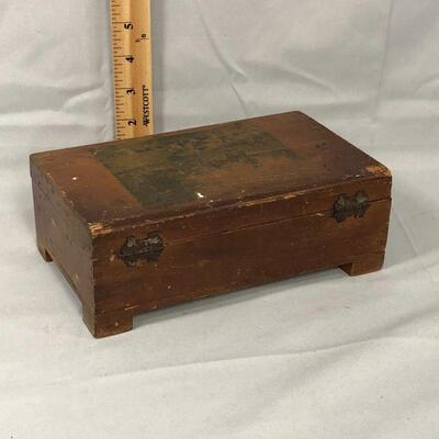 Lot 100 - Vintage Wood Box with Buttons