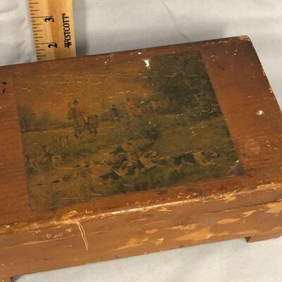 Lot 100 - Vintage Wood Box with Buttons