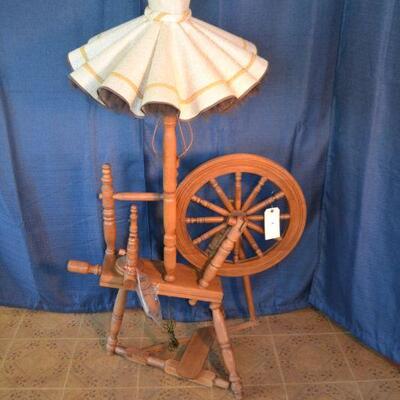 LOT 4 vintage spinning wheel floor lamp