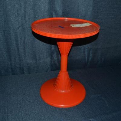 LOT 86 Orange plastic vintage side table