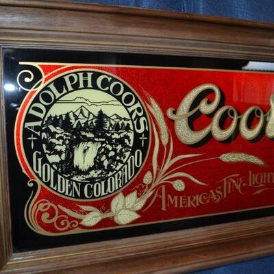 LOT 61 vintage glass mirror Coors sign