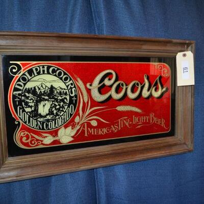 LOT 61 vintage glass mirror Coors sign