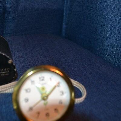 LOT 112 vintage binoculars, compass and clock