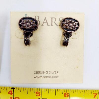 BARSE SILVER GREEN STONE EARRINGS & PENDANT SET 
