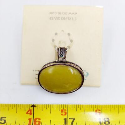 BARSE SILVER GREEN STONE EARRINGS & PENDANT SET 