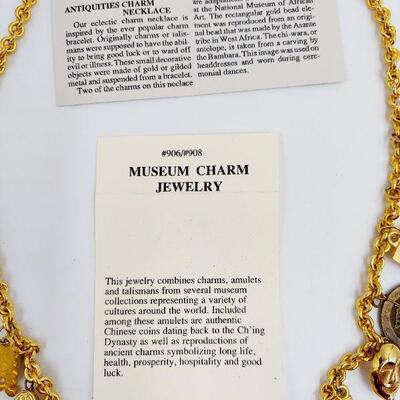 GOLD TONED SMITHSONIAN MUSEUM CHARM NECKLACE 