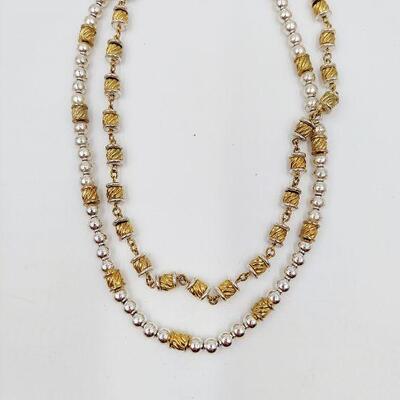 SILVER & GOLD TONED METAL DECORATIVE NECKLACE 