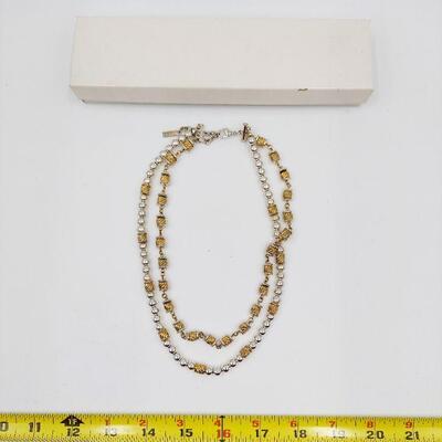 SILVER & GOLD TONED METAL DECORATIVE NECKLACE 