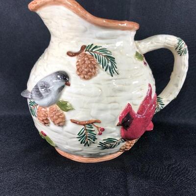 Sonoma Knollwood Rustic Pinecone and Birds Water Pitcher 