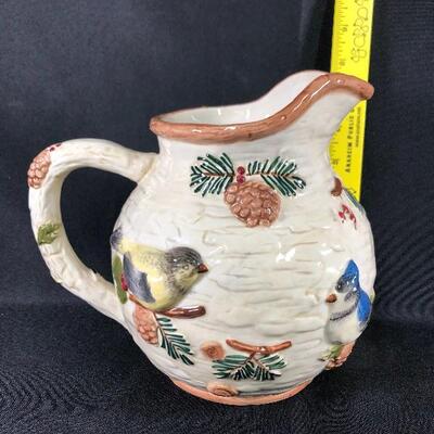Sonoma Knollwood Rustic Pinecone and Birds Water Pitcher 