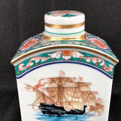 Vintage Ceramic Sailing Ship Decanter Apothecary Jar Vista Alegre Portugal