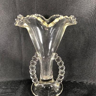 Vintage Imperial Glass Candlewick Fluted Vase Yellow Hue