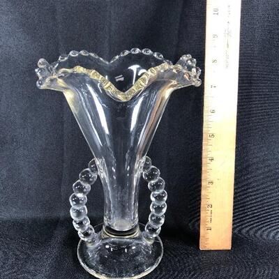 Vintage Imperial Glass Candlewick Fluted Vase Yellow Hue