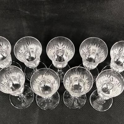 Vintage Cut Crystal Champagne Glasses Stemware Set of 9