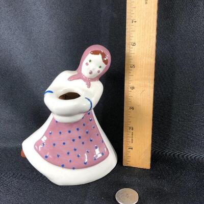 Vintage Kim Ward Hollywood Woman Lady in Pink Candle Holder