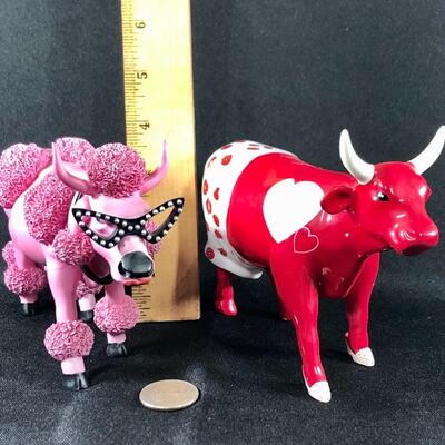 Pair of Cow Parade Figurines Moocho Amor French Moodle