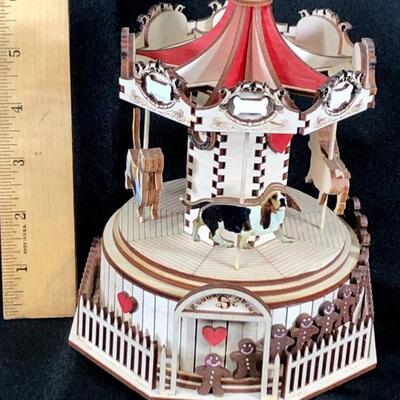 Ginger Cottages Wood Basset Hound Merry Go Round Carousel