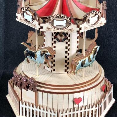 Ginger Cottages Wood Basset Hound Merry Go Round Carousel